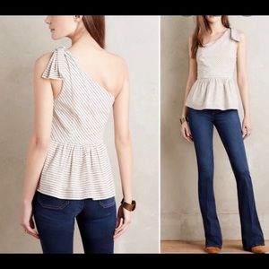 Anthropologie one shoulder peplum top